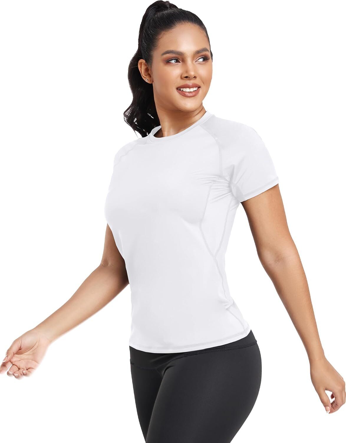 TELALEO 4 Pack Women's Compression Shirt Running Athletic T-Shirts Workout Tops Baselayer - Image 3