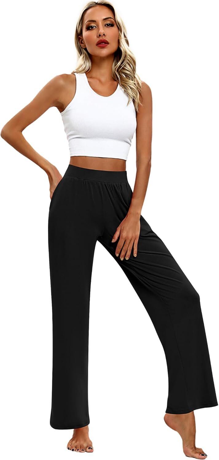 Huukeay 3 Pack Women's Lounge Pants, Cozy Wide Leg Lounge Pants with Pockets Loose Flowy Yoga - Image 7