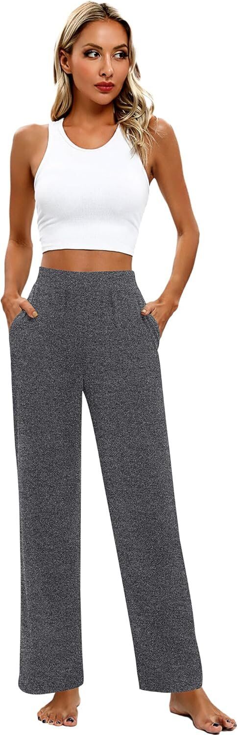 Huukeay 3 Pack Women's Lounge Pants, Cozy Wide Leg Lounge Pants with Pockets Loose Flowy Yoga - Image 6
