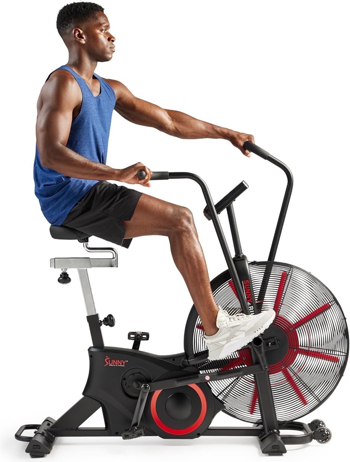 Sunny Health & Fitness Smart Customizable Air Bike Trainer, 330LB Capacity for Leg/Arm Card - Image 5