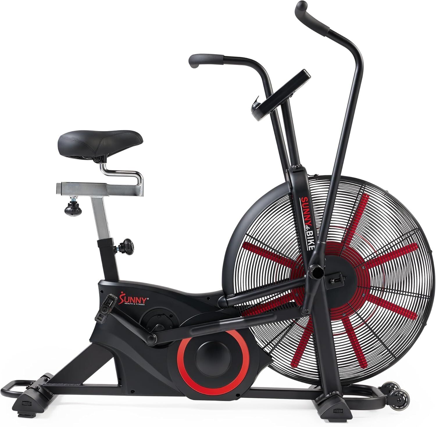 Sunny Health & Fitness Smart Customizable Air Bike Trainer, 330LB Capacity for Leg/Arm Card