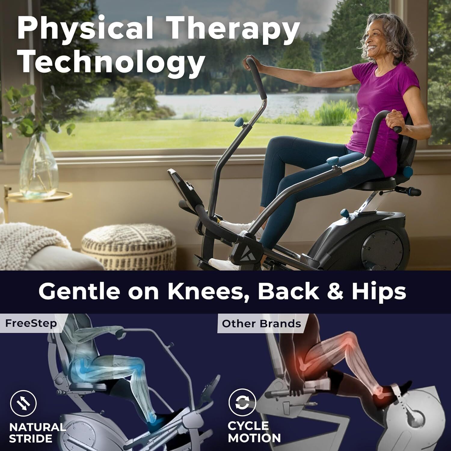 FreeStep LT3 Recumbent Cross Trainer Stepper - Zero-Impact Exercise w/Patented Physical The - Image 2