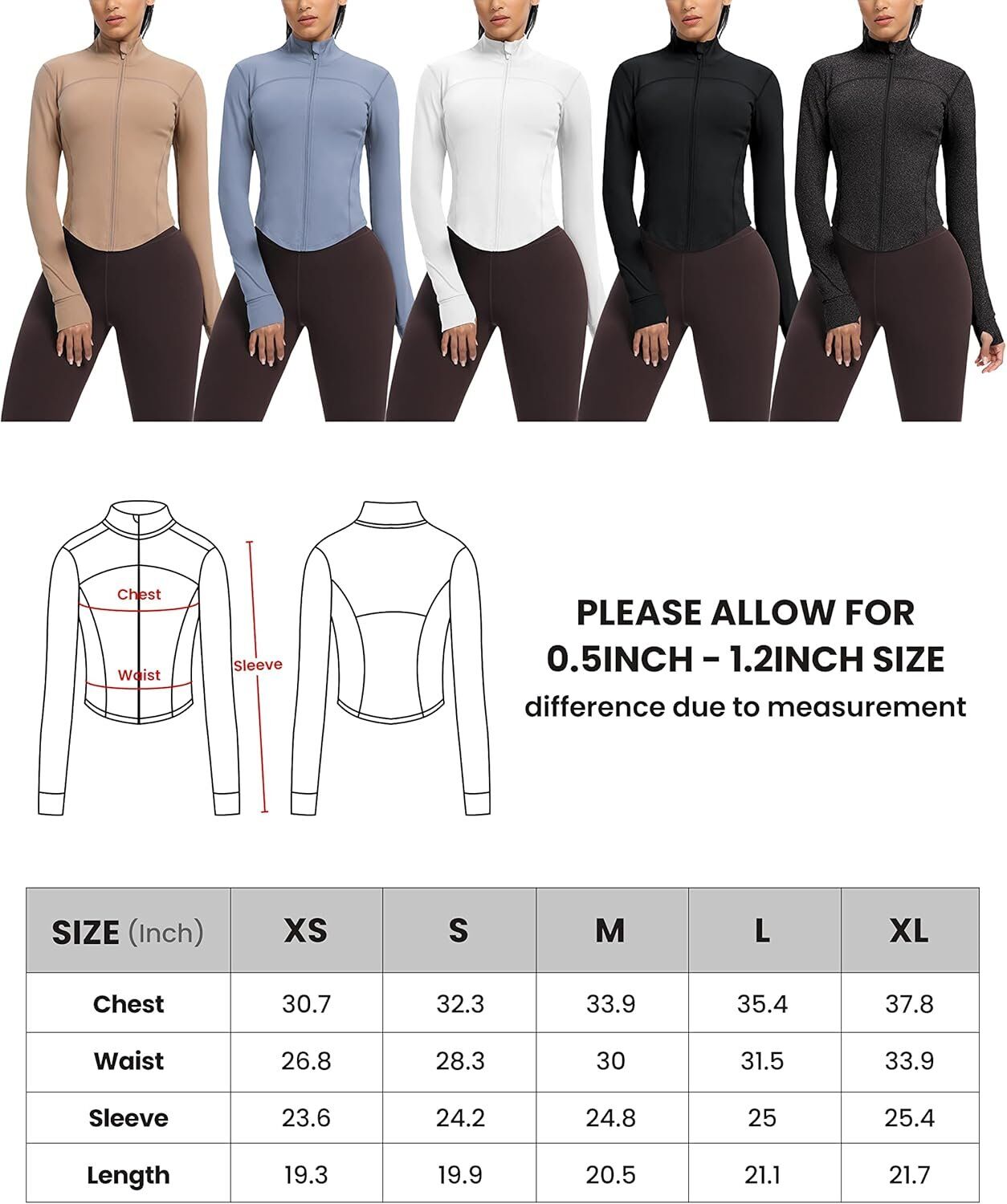 AVGO Women's Cropped Running Workout Jackets Zip Slim Fit Athletic Tops with Thumb Holes - Image 6