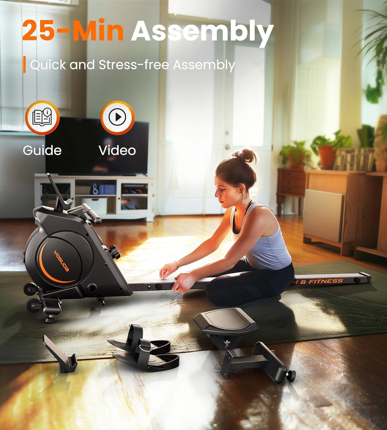 YOSUDA Magnetic/Water Rowing Machine 350 LB Weight Capacity - Foldable Rower for Home Use w - Image 7